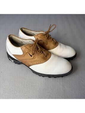Nike Size 9.5 Air Zoom Tradition Saddle Men's White Leather Golf‎ Shoes 183118